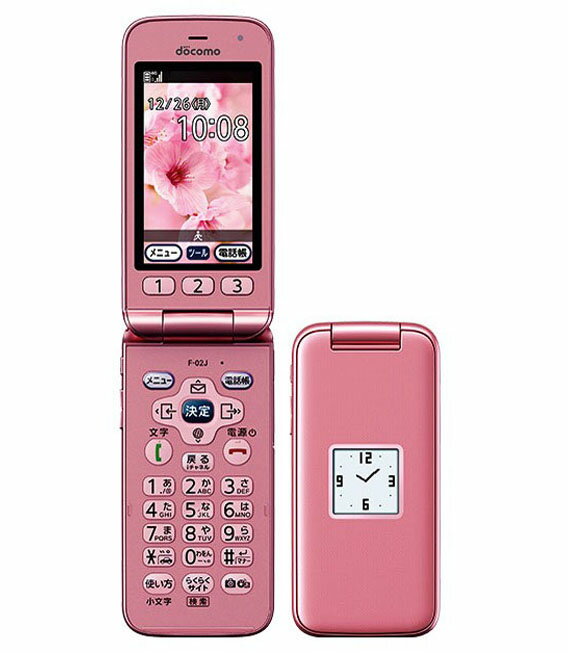 【中古】【安心保証】 らくらくホン F-02J[8GB] docomo ピンク