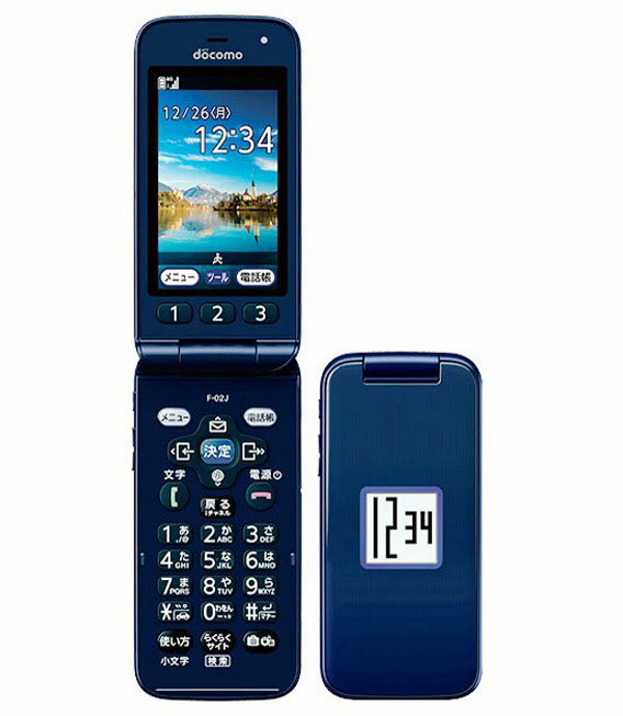 【中古】【安心保証】 らくらくホン F-02J[8GB] docomo ネイビー