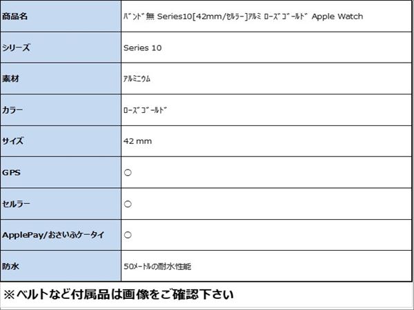 【中古】【安心保証】 バンド無 Series10[42mm/セルラー]アルミ ローズゴールド Apple Watch