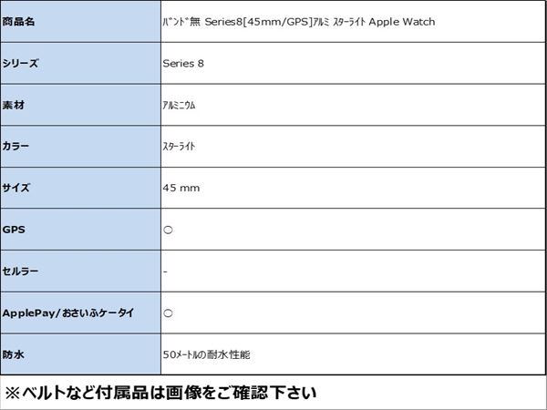 ゲオモバイルの【中古】【安心保証】 バンド無 Series8[45mm/GPS]アルミ スターライト Apple Watch｜アングル2