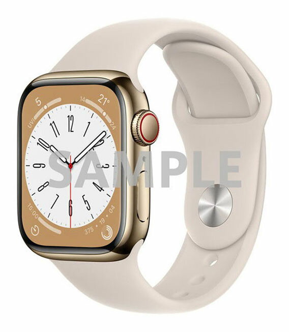 【中古】【安心保証】 Series8[41mm セルラー]ステンレススチール ゴールド Apple Watch MNLQ3J