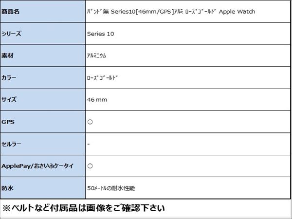 【中古】【安心保証】 バンド無 Series10[46mm/GPS]アルミ ローズゴールド Apple Watch