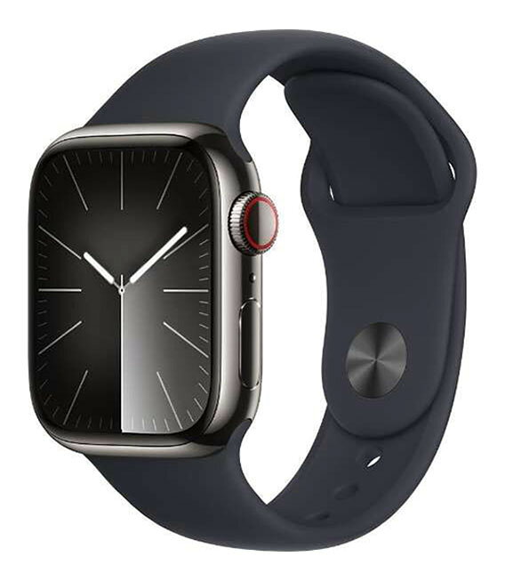 【中古】【安心保証】 Series9[41mm/セルラー]ステンレス グラファイト Apple Watch