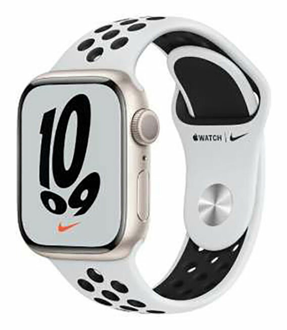 【中古】【安心保証】 Series7[41mm GPS]アルミニウム スターライト Apple Watch Nike MKN33J