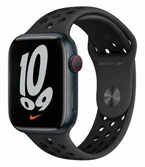 【中古】【安心保証】 Series7[45mm セルラー]アルミニウム ミッドナイト Apple Watch Nike MKL53J