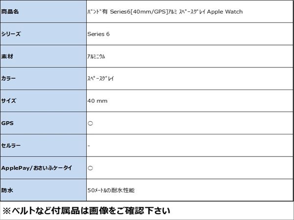 ゲオモバイルの【中古】【安心保証】 Series6[40mm/GPS]アルミ スペースグレイ Apple Watch｜アングル2