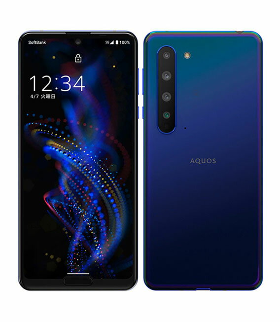 【中古】【安心保証】 AQUOS R5G 908SH[256GB] SoftBank アースブルー