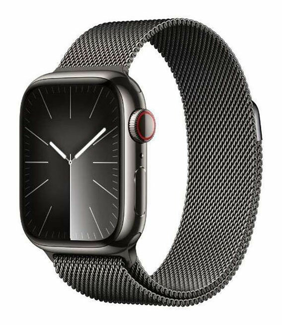 【中古】【安心保証】 Series9[41mm セルラー]ステンレススチール グラファイト Apple Watch MRJA3J