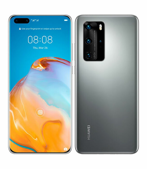 【中古】【安心保証】 HUAWEI P40 Pro 5G ELS-NX9[256GB] SIMフリー シルバーフロスト