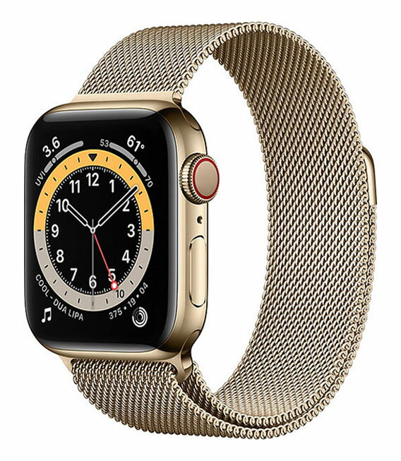 【中古】【安心保証】 Series6[40mm セルラー]ステンレススチール ゴールド AppleWatch M06W3J