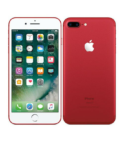 【中古】【安心保証】 iPhone7 Plus[256GB] au レッド
