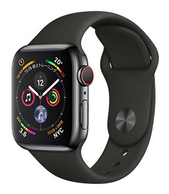 【中古】【安心保証】 Series4[40mm/セルラー]ステンレス スペースブラック Apple Watch