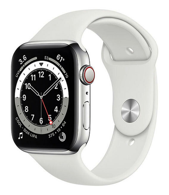 【中古】【安心保証】 Series6[44mm/セルラー]ステンレス シルバー Apple Watch