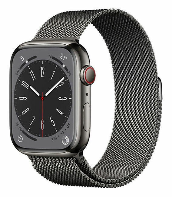 【中古】【安心保証】 Series8[45mm/セルラー]ステンレス グラファイト Apple Watch
