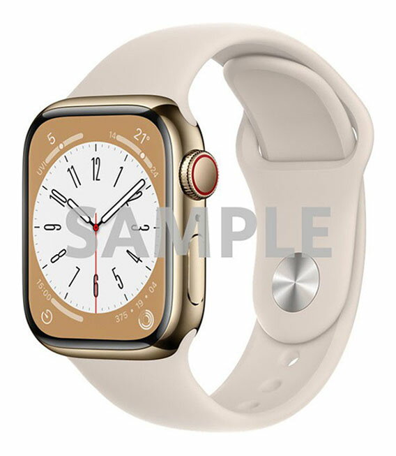 【中古】【安心保証】 Series8[41mm/セルラー]ステンレス ゴールド Apple Watch