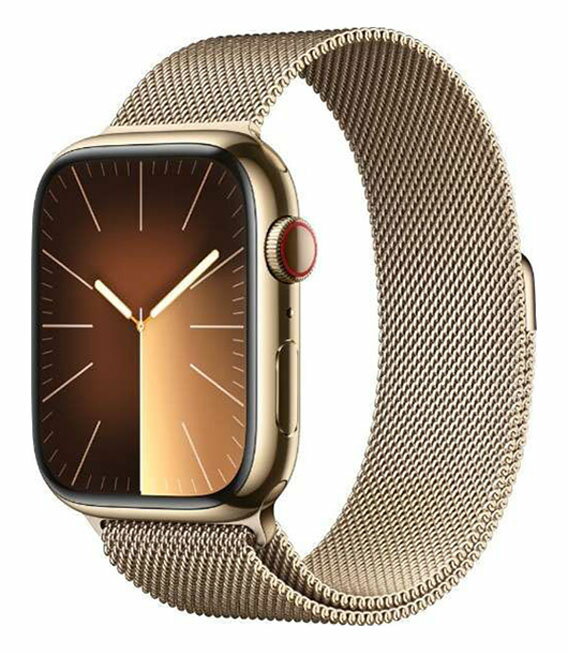 【中古】【安心保証】 Series9[45mm/セルラー]ステンレス ゴールド Apple Watch