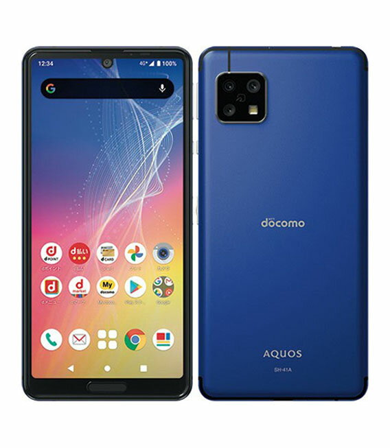 【中古】【安心保証】 AQUOS sense4 SH-41A[64GB] docomo ブルー
