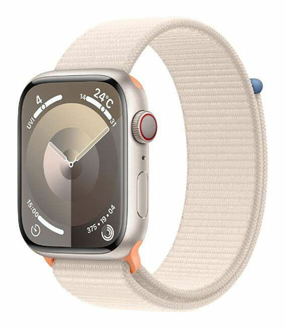 【中古】【安心保証】 Series9[45mm/セルラー]アルミ スターライト Apple Watch