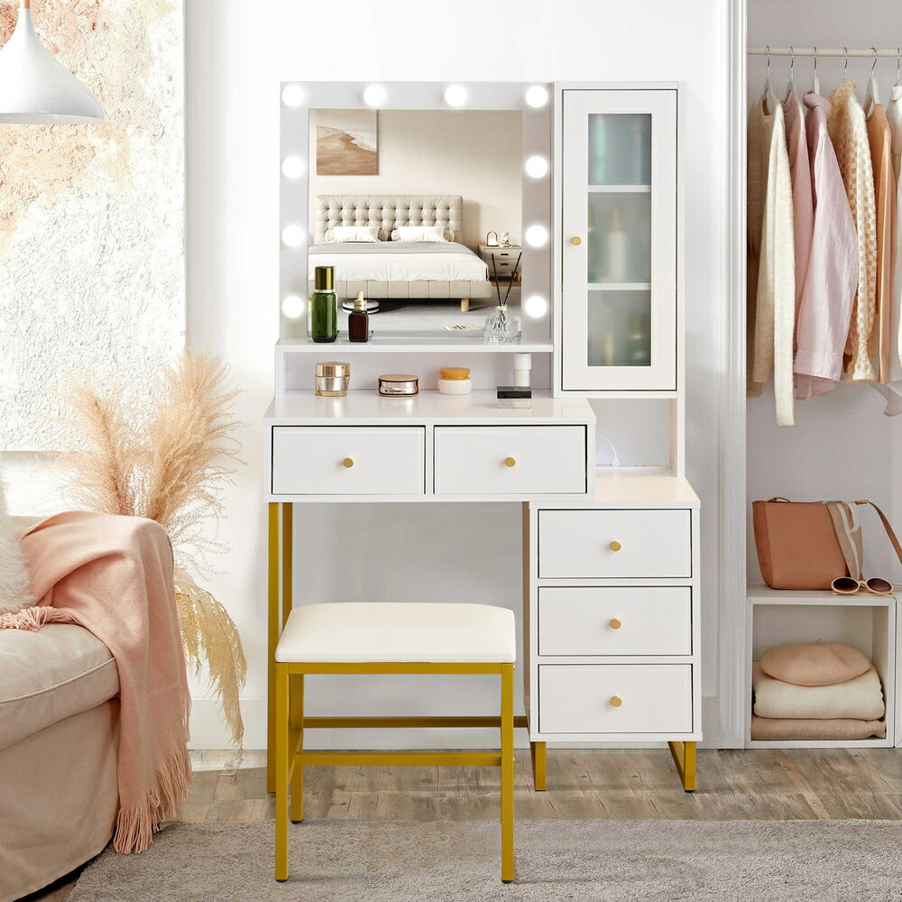 最短当日発送 化粧台 ドレ ッサー13スツール付き 3色LED 女優ミラー テーブル 鏡台 ライト付き コンセント付き 引き出し 収納 椅子 セット サイド収納 メイク台 シンプル 大容量 収納 可愛い メイク台 化粧テーブル 収納付き 一人暮らし