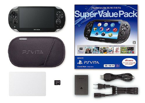 【中古・箱説あり・付属品あり・傷なし】PlayStation Vita Super Value Pack 3G／Wi－Fiモデル PCHJ－10019 クリスタル・ブラック (限定版)PSVita ゲーム機本体