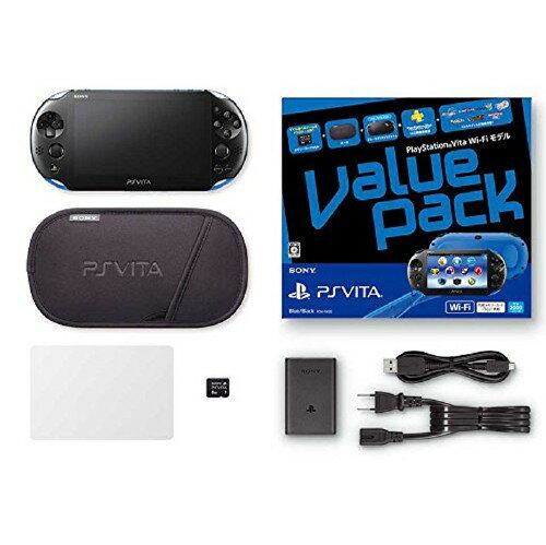 【中古・箱説あり・付属品あり・傷なし】PlayStation Vita Value Pack Wi−Fiモデル PCHJ−10022 ブルー／ブラック (限定版)PSVita ゲーム機本体