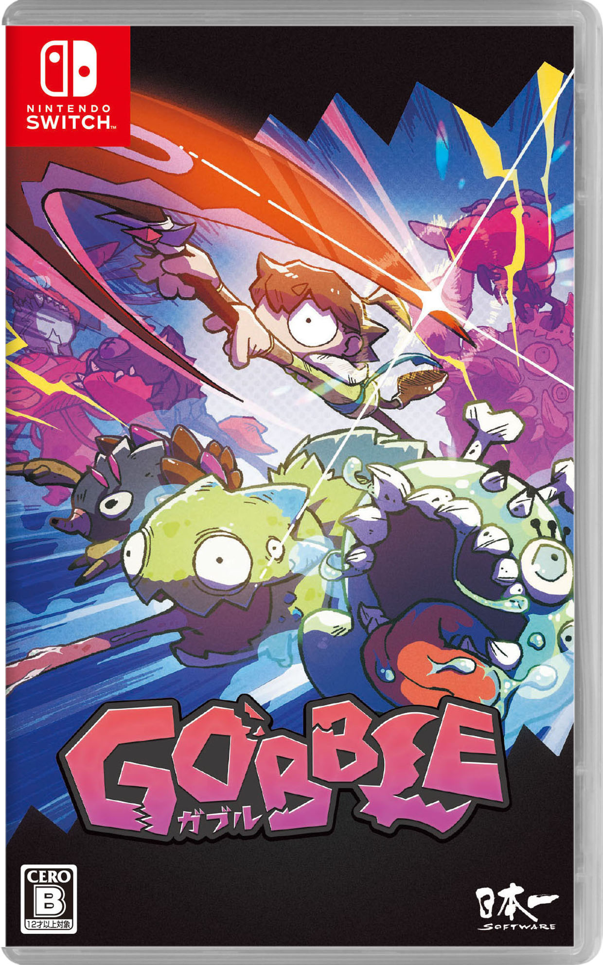 タイトル GOBBLE &nbsp; ガブル ジャンル アクション 機種 ニンテンドーSwitch 発売日 2026/09/24発売 規格番号 HAC-P-BTVTA JAN 4995506006341 喰って　喰って　喰らいまくれ！『GOBBLE』は、カートゥーン調のグラフィックを特長とする、2D横スクロールアクションです。オノマトペを多用した賑やかな画面や、ストーリーをより華やかにしてくれるコミック演出で、プレイヤーの「見ているだけで楽しい」を叶えます。 ※中古商品の場合、商品名に「初回」や「限定」・「○○付き」（例　Tシャツ付き）等の記載がございましても、特典等は原則付属しておりません。また、中古という特性上ダウンロードコード・プロダクトコードも保証の対象外です。コードが使用できない等の返品はお受けできません。ゲーム周辺機器の箱・取扱説明書及び、ゲーム機本体のプリインストールソフト、同梱されているダウンロードコードは初期化をしていますので、保証の対象外となっております。 尚、商品画像はイメージです。 ※2点以上お買い求めのお客様へ※ 当サイトの商品は、ゲオの店舗と共有しております。 商品保有数の関係上、異なる店舗から発送になる場合があり、お届けの荷物が複数にわかれたり、到着日時が異なる可能性がございます。（お荷物が複数になっても、送料が重複する事はございません） 尚、複数にわけて発送した場合、お荷物にはその旨が記載されておりますので、お手数ですが、お荷物到着時にご確認いただけますよう、お願い申し上げます。 ※ご登録頂いた配送先住所内容の不備等により、弊社へ商品が返還された場合は自動的にキャンセル処理となりますので、配送先住所の登録の際には、お間違いのないよう、くれぐれもご注意お願い申し上げます。 ※商品の状態問合せに関しまして、弊社は複数の拠点で商品の管理を行っておりますので、お答えができません。 ※当サイトの在庫について 当サイトの商品は店舗と在庫共有をしており、注文の重複や、商品の事故等が原因により、ご注文頂いた後に、 キャンセルさせていただく場合がございます。 楽天ポイントの付与・買いまわり店舗数のカウント等につきましても、発送確定した商品のみの対象になりますので、キャンセルさせて頂いた商品につきましては、補償の対象外とさせていただきます。 ご了承の上ご注文下さい。