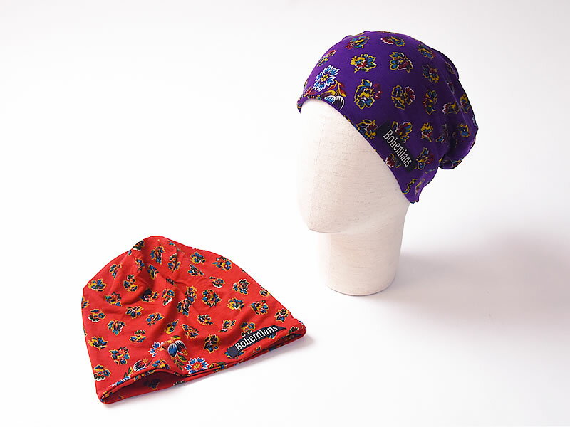 ラッピング無料 ボヘミアンズ Bohemians アルルフラワー柄 ワッチキャップ/帽子 花柄 メンズ レディース BH-09 ARLES FLOWER インナーキャップ ヘルメットインナー ケア帽子