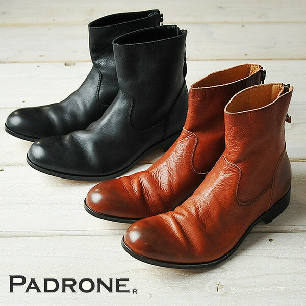 パドローネ PADRONE パドロネ プレーントゥブーツエドワード "EDWARD" PADRONE BACK ZIP PU7885-1101-11C 革靴 レザーブーツ 日本製