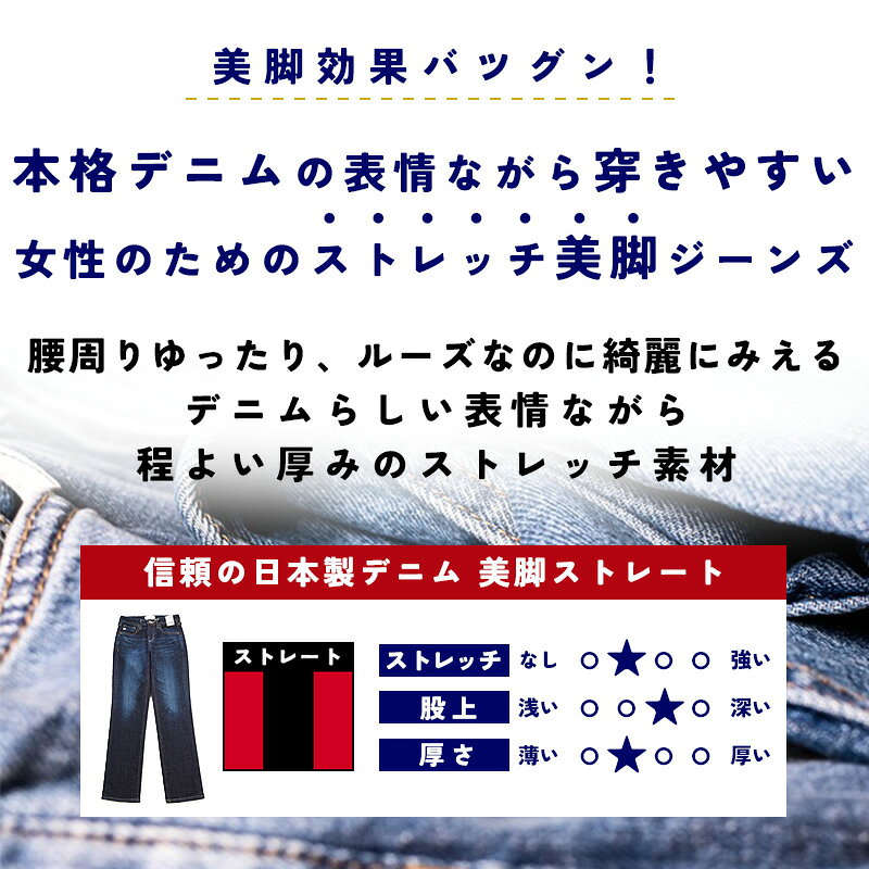 【一部セール／～28％OFF】サムシング SOMETHING ELSA スタンダードストレート デニムパンツ ストレッチ 日本製 レディース ジーンズ ジーパン エルザストレート SKY03 MADE IN JAPAN SALE【EDWIN】 geostylemen-10001374 ジーンズデニム専門店GS・ジーエス サンプル画像2
