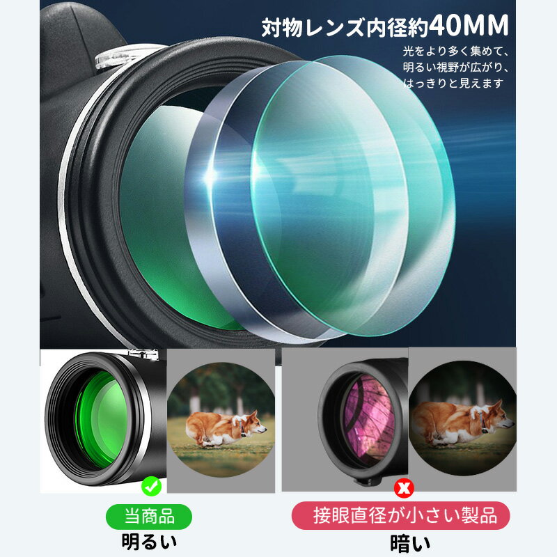 最大2000円OFFクーポン有更にポイントUP 単眼鏡 単眼望遠鏡 高倍率 40X60 ズーム 羅針盤付き BAK4 多層FMCレンズ 防水 滑り止め 携帯便利 軽量 コンパクト アウトドア 撮影 観戦 コンサート 運動会 動物観察 花火大会 山登り お釣【送料無料】