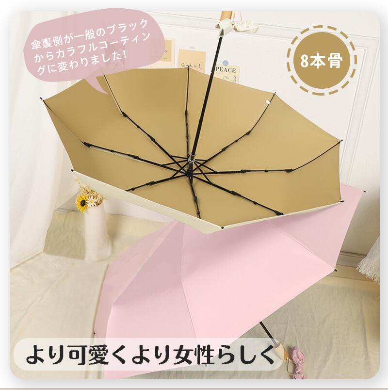 日傘 雨傘 折りたたみ傘　晴雨兼用 レディース 折りたたみ傘 遮熱 UPF50+ UVカット率99%・遮光率99％以上 撥水 8本骨 高強度グラスファイバー 耐風 軽量 持ちやすい コンパクト 手動開閉 紫外線対策 日焼け対策