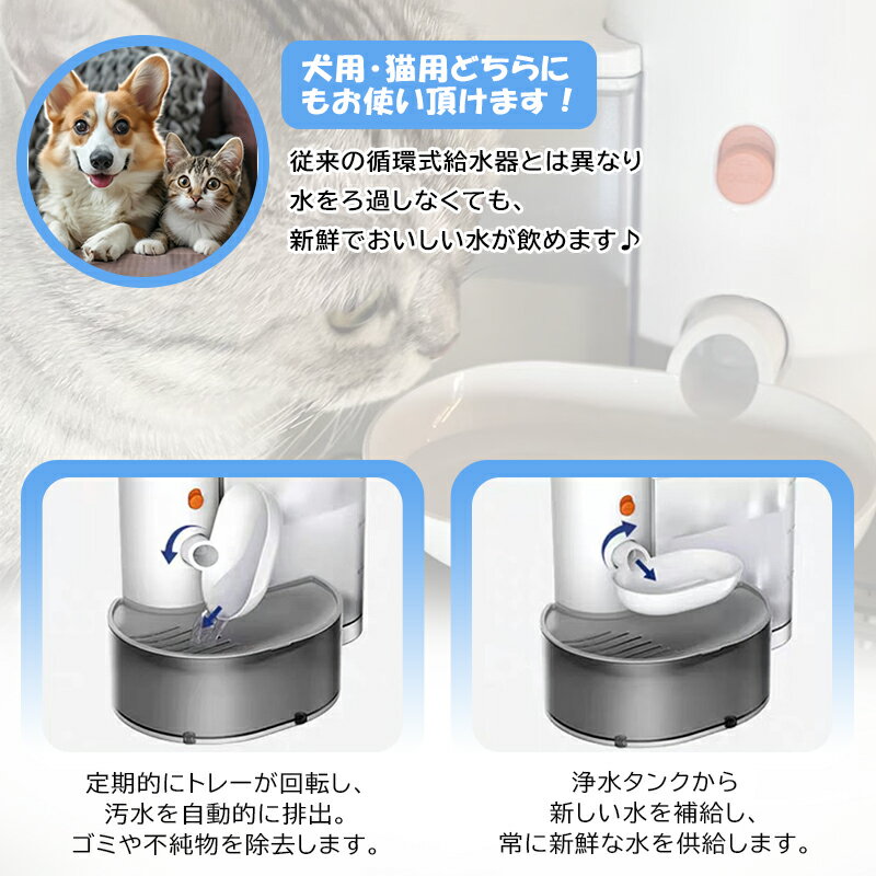 自動給水器 フィルター不要 猫 ペット給水器 ...の紹介画像3