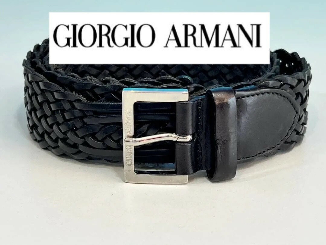 【中古品】ジョルジオアルマーニ　GIORGIOARMANI ベルト　黒　【送料無料】