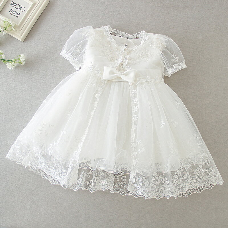 ベビードレス セレモニードレス 新生児 女の子 ワンピース 半袖 かわいい おしゃれ ベビー ハーフバー..