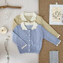 【LINEで100円引】ベビー服 カーディガン レース襟 薄手ニットセーター 長袖 丸首 前ボタン ベビー 赤ちゃん 赤ちゃん服 長袖 子ども 子供服 子ども服...