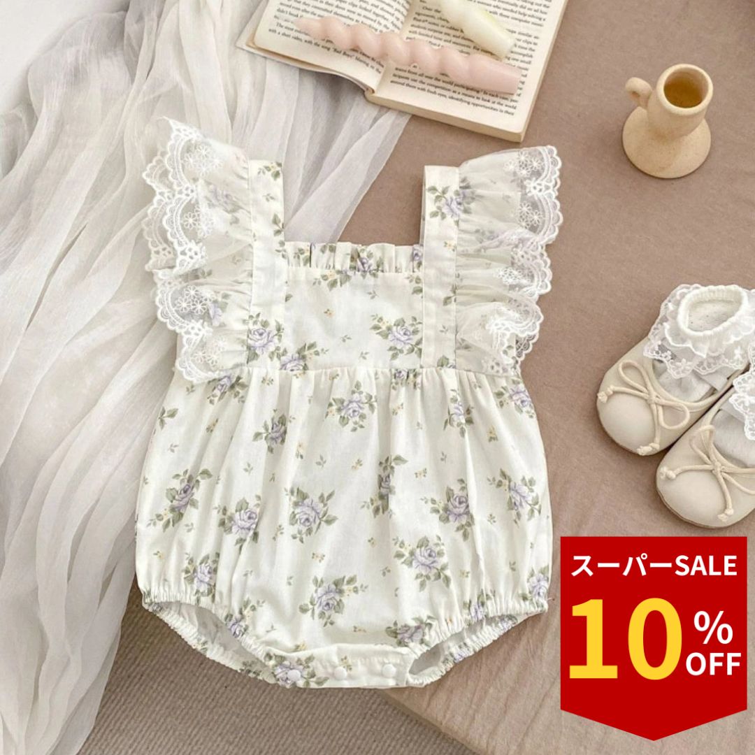 【楽天スーパーセール】ロンパース 半袖 女の子 かわいい おしゃれ ベビー カバーオール ベビー服 赤ちゃん 赤ちゃん服 長袖 コットン 綿 女の子 新生児 出産祝い ギフト ラッピング 夏 ハーフバースデー レース 結婚式 お宮参り お食い初め フォーマル 60 70 80 90
