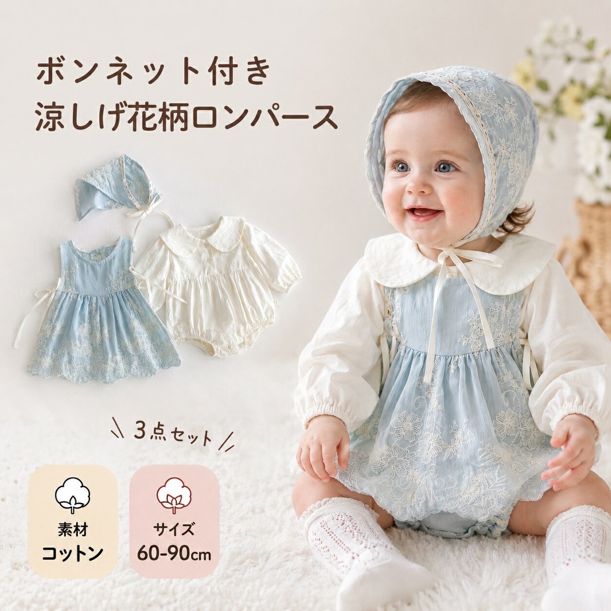 楽天市場】ボンネット セット（上下セット・セットアップ｜ベビー