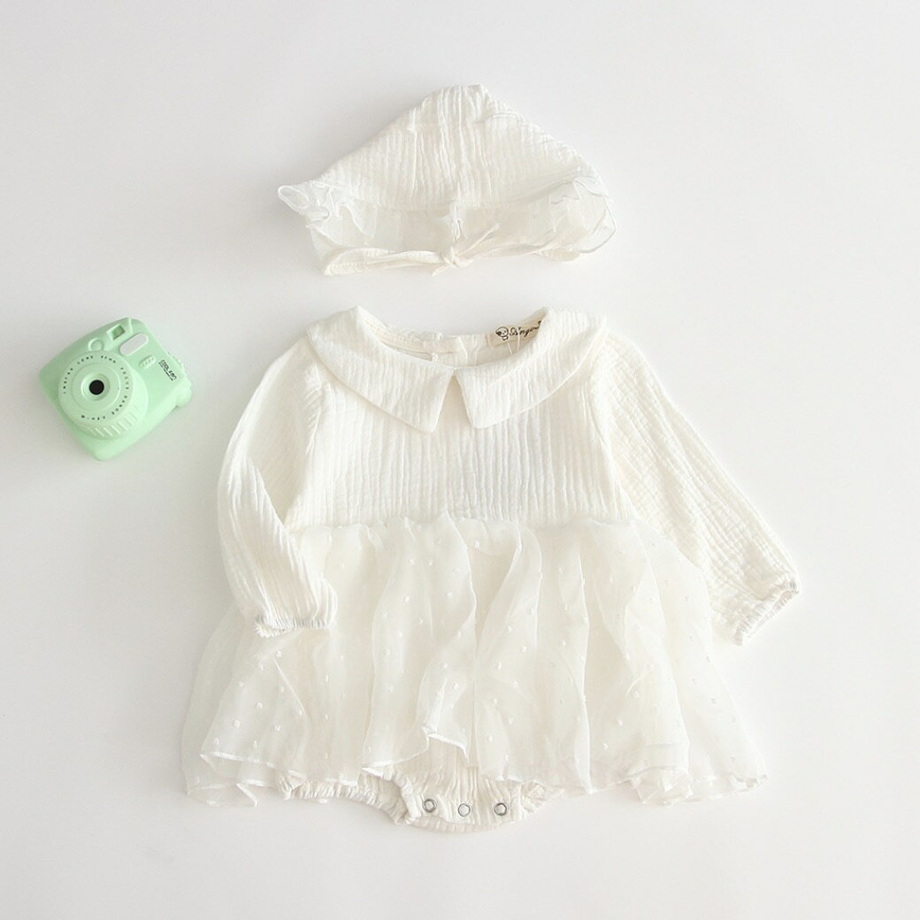 ハーフバースデー ボンネット 海外 韓国 子ども服 ベビー ワンピース ロンパース 女の子 長袖 60 70 80 売れ筋ランキングも チュール ベビー服 90 キッズ 海外子供服 おしゃれ 子供服 赤ちゃん 韓国子供服 ホワイト ピンク かわいい