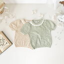 ベビー服 女の子 半袖 おしゃれ かわいい ブラウス トップス ピンク グリーン 出産祝い ギフト ベビー 赤ちゃん 赤ちゃん服 服 ニット くすみカラー パフ...