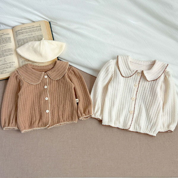 ベビー ベビー服 女の子 トップス ブラウス 赤ちゃん 赤ちゃん服 服 長袖 丸襟 丸えり 前ボタン カーディガン 長袖 春 秋 冬 ベージュ ブラウン おしゃれ かわいい シンプル 子ども服 子供服 姉妹 フォーマル 出産祝い ギフト 60 70 80 90 100