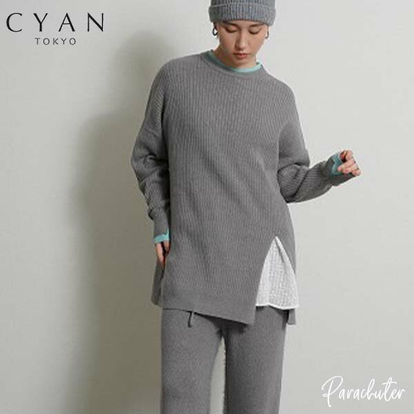 Rakuten - ご予約商品 ポイントアップ 【CYAN tokyo】シアン トーキョー　アシメスリットレイヤーリブニット 604509 2026 AUTUMUN ＆ WINTER ご予約 人気 30代 40代 50代 60代 セレクトショップ パラシューター シアン オンラインショップ 正規取扱店