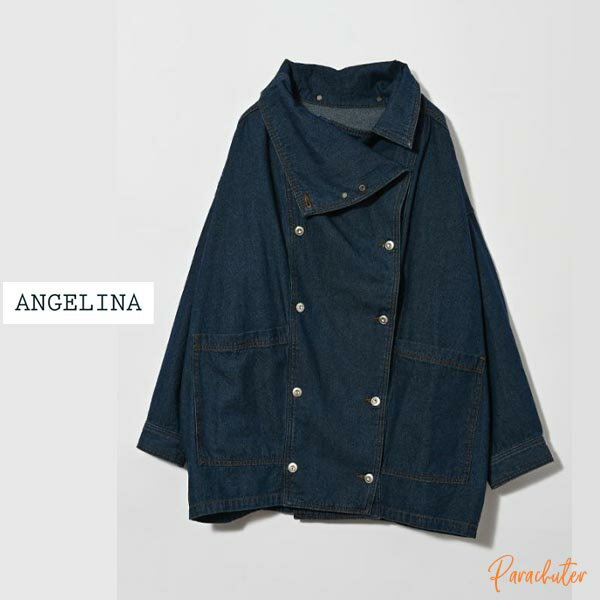 【ANGELINA】 アンジェリーナ 変形カラーデニムシャツ　25223-6849WE　2025 秋 大人カジュアル 高級感 人気 30代 40代 50代 正規取扱店 オンラインショップ あむう AMU parachuter