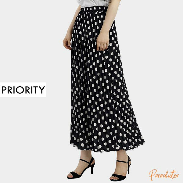 PRIORITY プライオリティ ドットシフォンプリーツガウチョ　 プリーツ ワイドパンツ プリーツパンツ ガウチョ 定番 人気商品 レディース きれいめ プリーツスカート ロング キュロットパンツ ファッション 30代 40代 定番 雑誌掲載