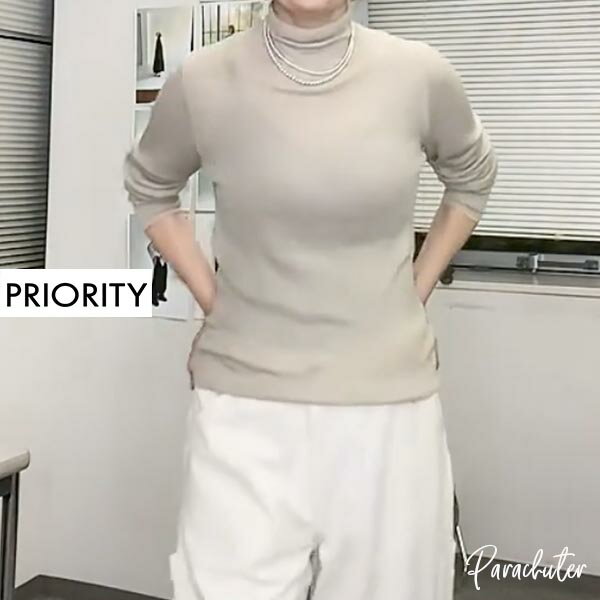 Rakuten - ご予約商品 【PRIORITY】プライオリティ シアーニットハイネック　P66211SW 2026 ご予約 人気 30代 40代 50代 60代 セレクトショップ パラシューター オンラインショップ 正規取扱店