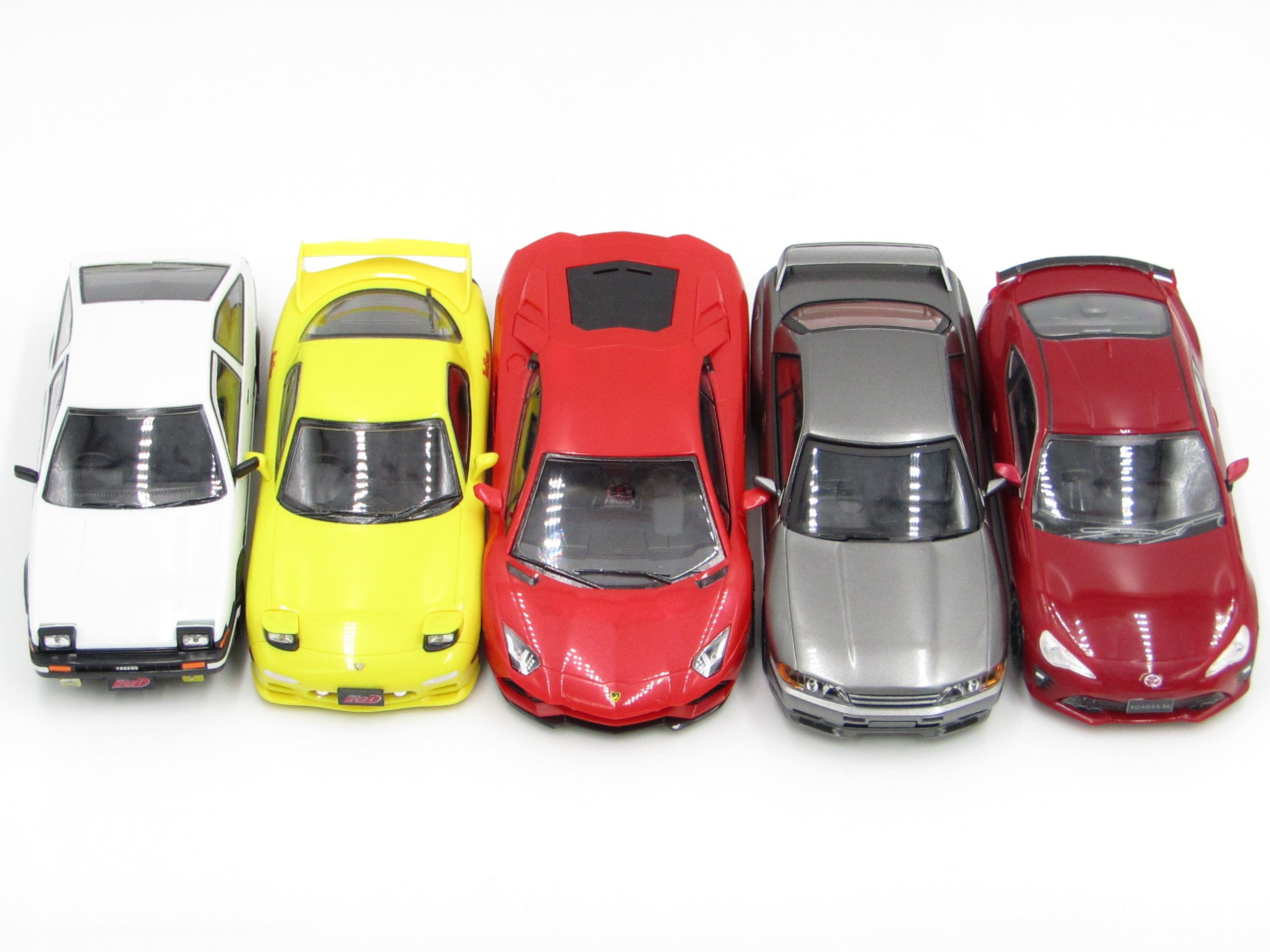 【中古】車 プラモデル 5種セット AE86トレノ FD3S RX-7 トヨタ ZN6 TOYOTA86 `16 ランボルギーニ R32 スカイライン GT-R　組み立て済み　箱なし(3)