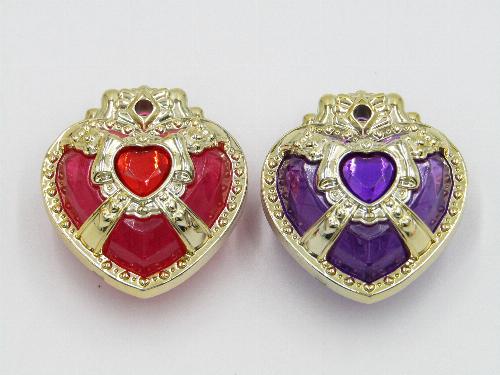 【中古】キュアマシェリ＆キュアアムール 変身ミライクリスタルセット 「HUGっと!プリキュア」　箱なし　ボールチェーン＆ネックレスひも欠品