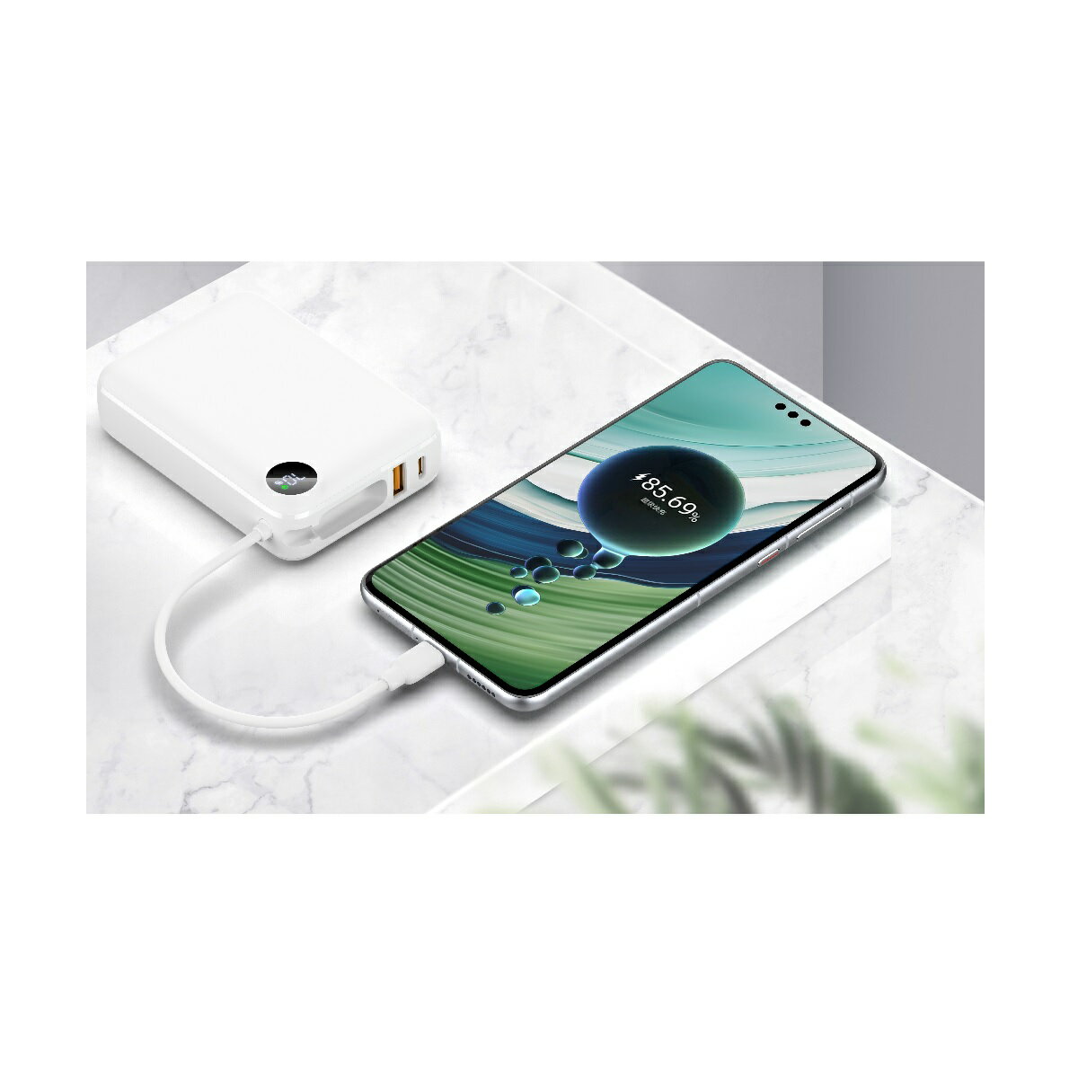 Lazos モバイルバッテリー ケーブル一体型 20000mAh ホワイト/ブラック L-MBC20-WH/BK 急速充電 旅行【送料無料】