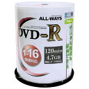 【記録メディア】 ALL-WAYS(オールウェーズ) DVD-R データ&録画用 CPRM対応 4.7GB 1-16倍速 ワイドホワイトレーベル 【100枚スピンドルケース】(2)