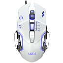 Lazos　有線ゲーミングマウス　6ボタン　ホワイト　L-MSG6-W