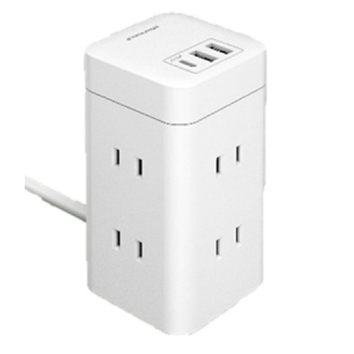 Lazos タワー型電源タップ・ACチャージ 1m L-PSAC6-W L-PSAC6-B 1台9役 コンセント 充電器 PD対応 パワーデリバリー 急速充電 デスク周り キッチン リビング USB USBポート ホワイト ブラック